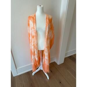 Francescas Womens Orange Tie Dye Bohemian Open Front Cardigan Cover Up NWT OS